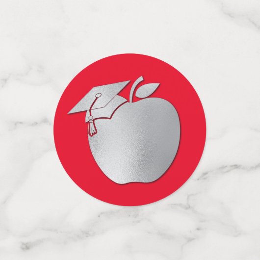 Afstuderen voor lerarenopleiding Red Silver Confetti (Kleine voorkant)