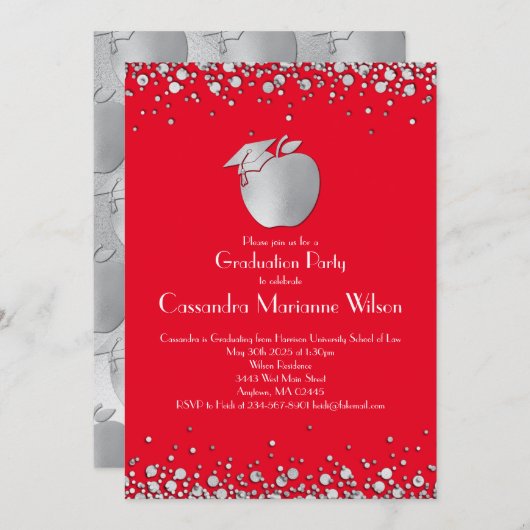 Afstuderen voor lerarenopleiding Red Silver Kaart (Voorkant / Achterkant)