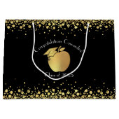 Afstuderen voor lerarenopleiding zwart goud groot cadeauzakje (Voorkant)