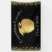 Afstuderen voor lerarenopleiding zwart goud spandoek (Verticaal)