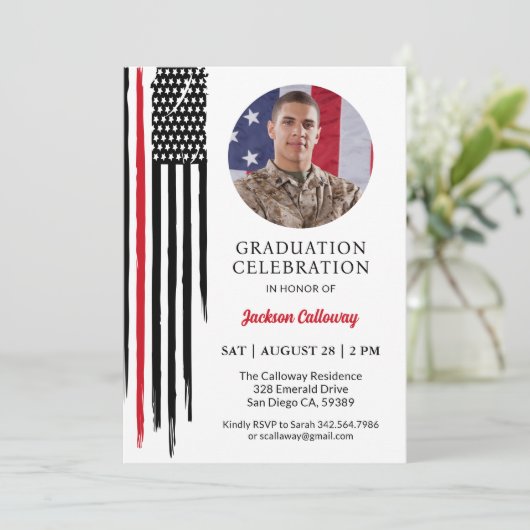 Afstuderen voor mariniersopleiding, militaire vlag kaart (Staand voorkant)