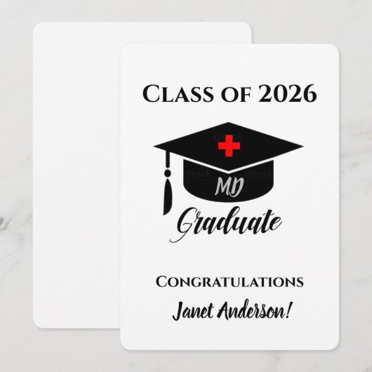 Afstuderen voor medische arts kaart (Voorkant / Achterkant)