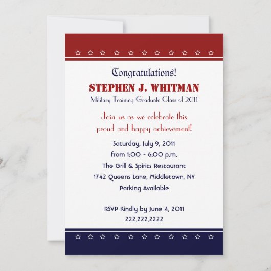 Afstuderen voor militaire opleiding - Uitnodiging (Achterkant)