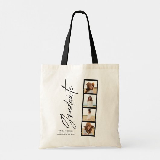 Afstuderen voor modern fotocollage filmscript tote bag (Achterkant)