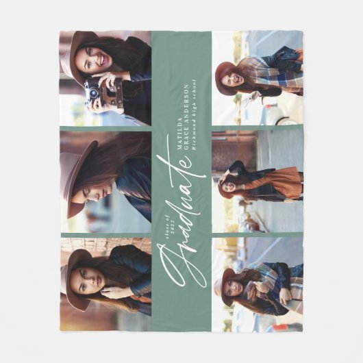 Afstuderen voor modern, modern, sage-groen script  fleece deken (Voorkant)