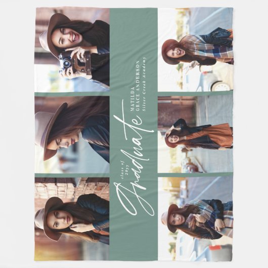 Afstuderen voor modern, modern, sage-groen script  fleece deken (Voorkant)