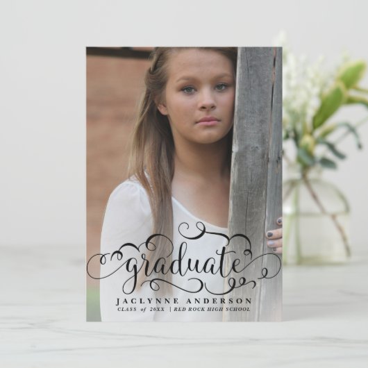 Afstuderen voor moderne fotokalligrafie aankondiging (Staand voorkant)