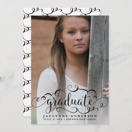 Afstuderen voor moderne fotokalligrafie aankondiging (Voorkant / Achterkant)