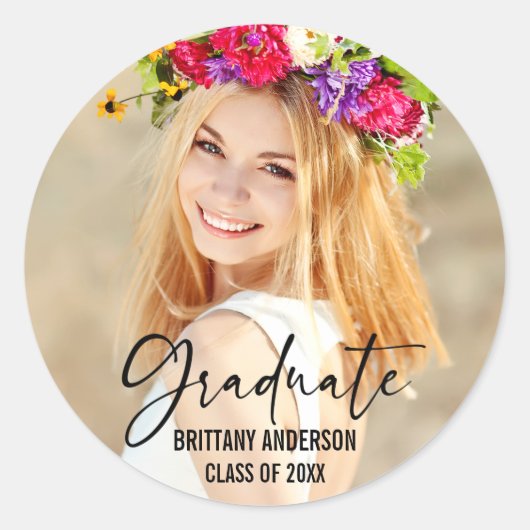 Afstuderen voor moderne inktpenkalligrafie ronde sticker (Voorkant)