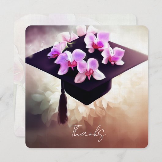 Afstuderen voor moderne orchideeën bedankkaart (Voorkant / Achterkant)