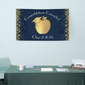 Afstuderen voor Onderwijs van leraren Navy Blue Go Spandoek (Beurs)