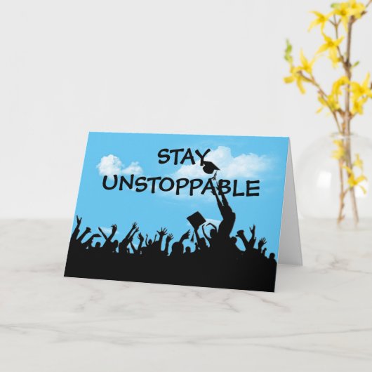 Afstuderen voor onstopbare tekst kaart (Gele Bloem)