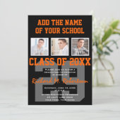 Afstuderen voor Oranje en zwarte teamkleuren Kaart (Staand voorkant)