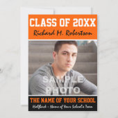 Afstuderen voor Oranje en zwarte teamkleuren Kaart (Achterkant)