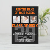 Afstuderen voor Oranje en zwarte teamkleuren Kaart (Staand voorkant)