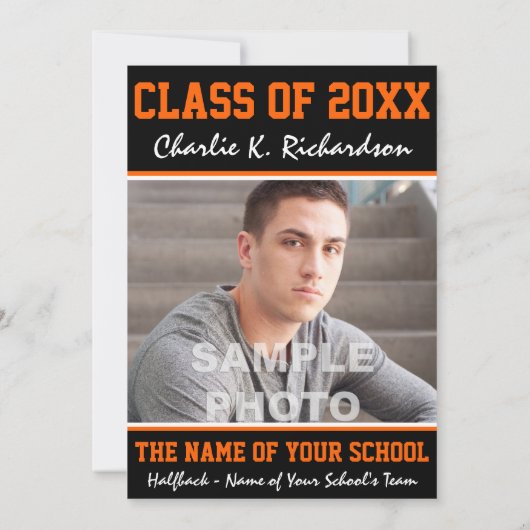 Afstuderen voor Oranje en zwarte teamkleuren Kaart (Achterkant)