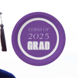 Afstuderen voor Paarse en witte schoolkleuren Papieren Bordje