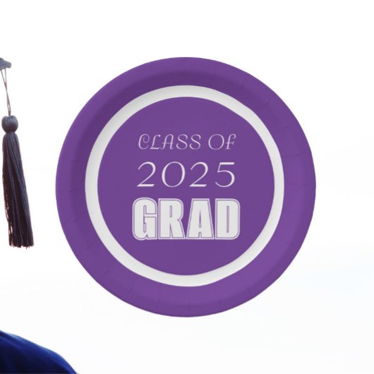 Afstuderen voor Paarse en witte schoolkleuren Papieren Bordje