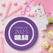 Afstuderen voor Paarse en witte schoolkleuren Papieren Bordje (Feest)