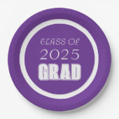 Afstuderen voor Paarse en witte schoolkleuren Papieren Bordje (Voorkant)
