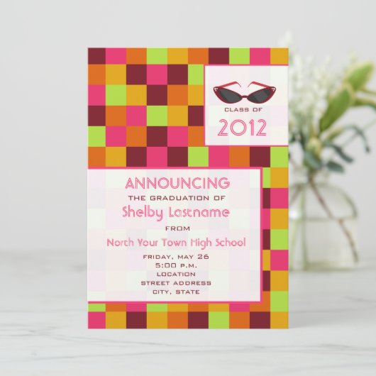 Afstuderen voor pleinen en zonnebrillen Aankondigi Kaart (Staand voorkant)