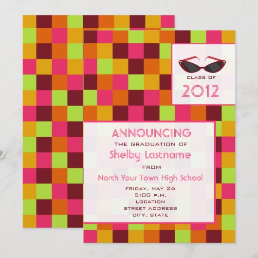 Afstuderen voor pleinen en zonnebrillen Aankondigi Kaart (Voorkant / Achterkant)