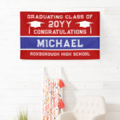 Afstuderen voor rode en blauwe schoolkleuren spandoek (Insitu)