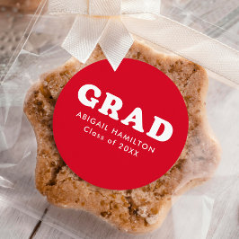 Afstuderen voor rode en witte reprografie ronde sticker