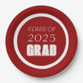 Afstuderen voor rode en witte schoolkleuren papieren bordje (Voorkant)