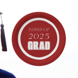 Afstuderen voor rode en witte schoolkleuren papieren bordje