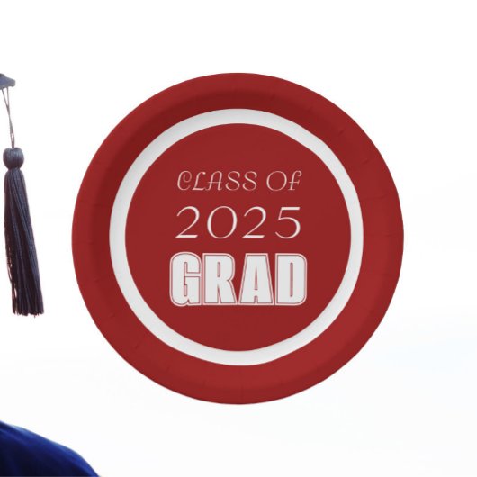 Afstuderen voor rode en witte schoolkleuren papieren bordje