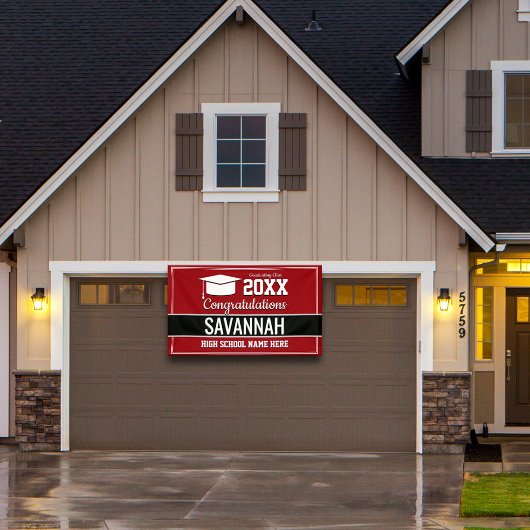 Afstuderen voor rode en witte schoolkleuren spandoek