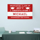 Afstuderen voor rode en witte schoolkleuren spandoek (Beurs)