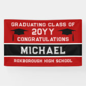 Afstuderen voor rode en zwarte schoolkleuren spandoek (Horizontaal)