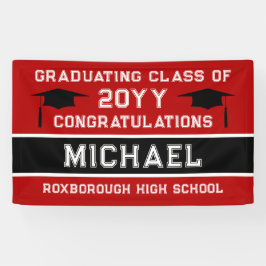 Afstuderen voor rode en zwarte schoolkleuren spandoek