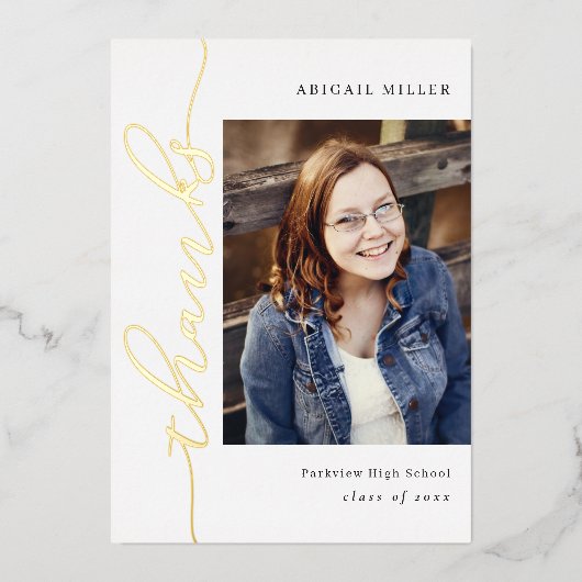 Afstuderen voor schrijven aan zijkant - Echte Foli Folie Uitnodiging (Voorkant)