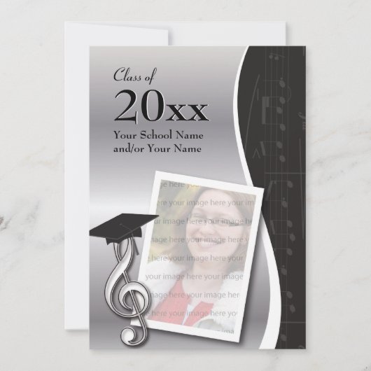 Afstuderen voor Silver & Black Music Kaart (Voorkant)