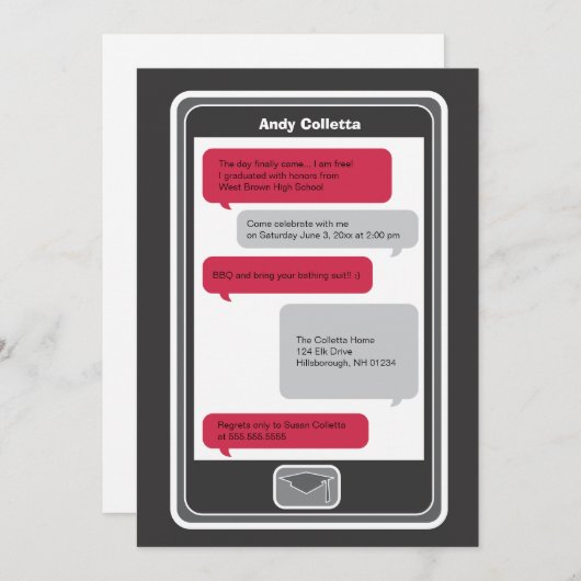 Afstuderen voor teletelefoonstextuur kaart (Voorkant / Achterkant)