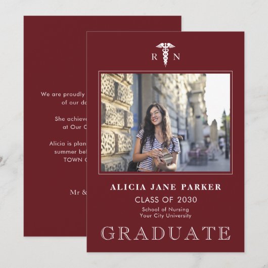 Afstuderen voor verpleegkundigen eenvoudige modern aankondiging (Voorkant / Achterkant)