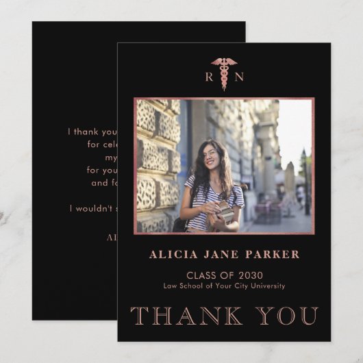 Afstuderen voor verpleegkundigen eenvoudige modern bedankkaart (Voorkant / Achterkant)