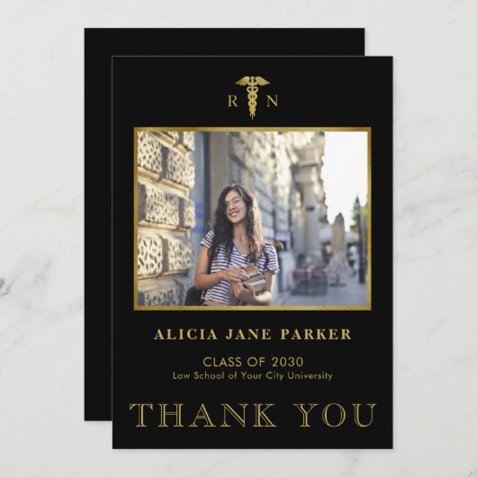 Afstuderen voor verpleegkundigen eenvoudige modern bedankkaart (Voorkant / Achterkant)