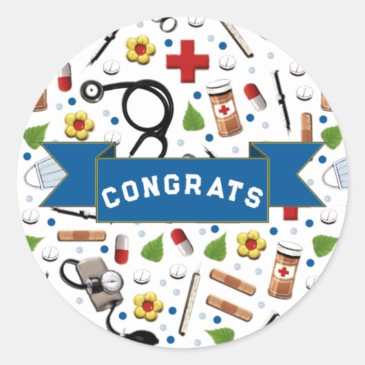 Afstuderen voor verpleegscholen ronde sticker (Voorkant)