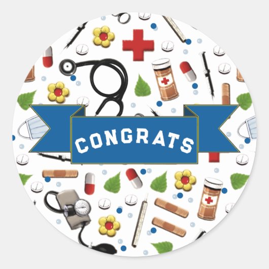 Afstuderen voor verpleegscholen ronde sticker (Voorkant)