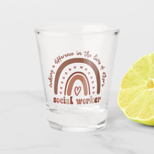 Afstuderen voor waardering van maatschappelijk wer shot glas (Voorkant)