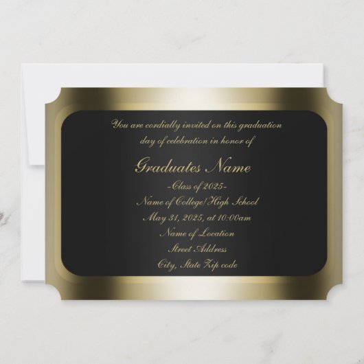 Afstuderen voor zwart en goudLijst Kaart (Achterkant)