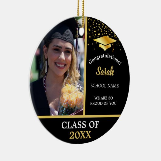 Afstuderen voor zwart-wit, aangepast, 2023 keramisch ornament (Rechts)