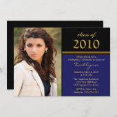 Afstuderen voor zwarte, blauwe en gouden foto's kaart (Voorkant / Achterkant)