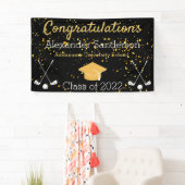 Afstuderen voor zwarte en goudbonen spandoek (Insitu)