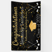 Afstuderen voor zwarte en goudbonen spandoek (Verticaal)