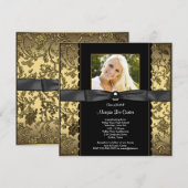 Afstuderen voor zwarte en goudfoto's kaart (Voorkant / Achterkant)